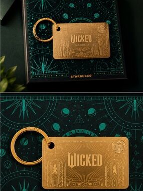 Starbucks x Wicked Emerald City Gold Metal Card Keychain 2024
